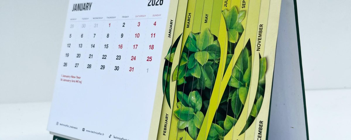 Cetak Kalender Meja Die cut custom